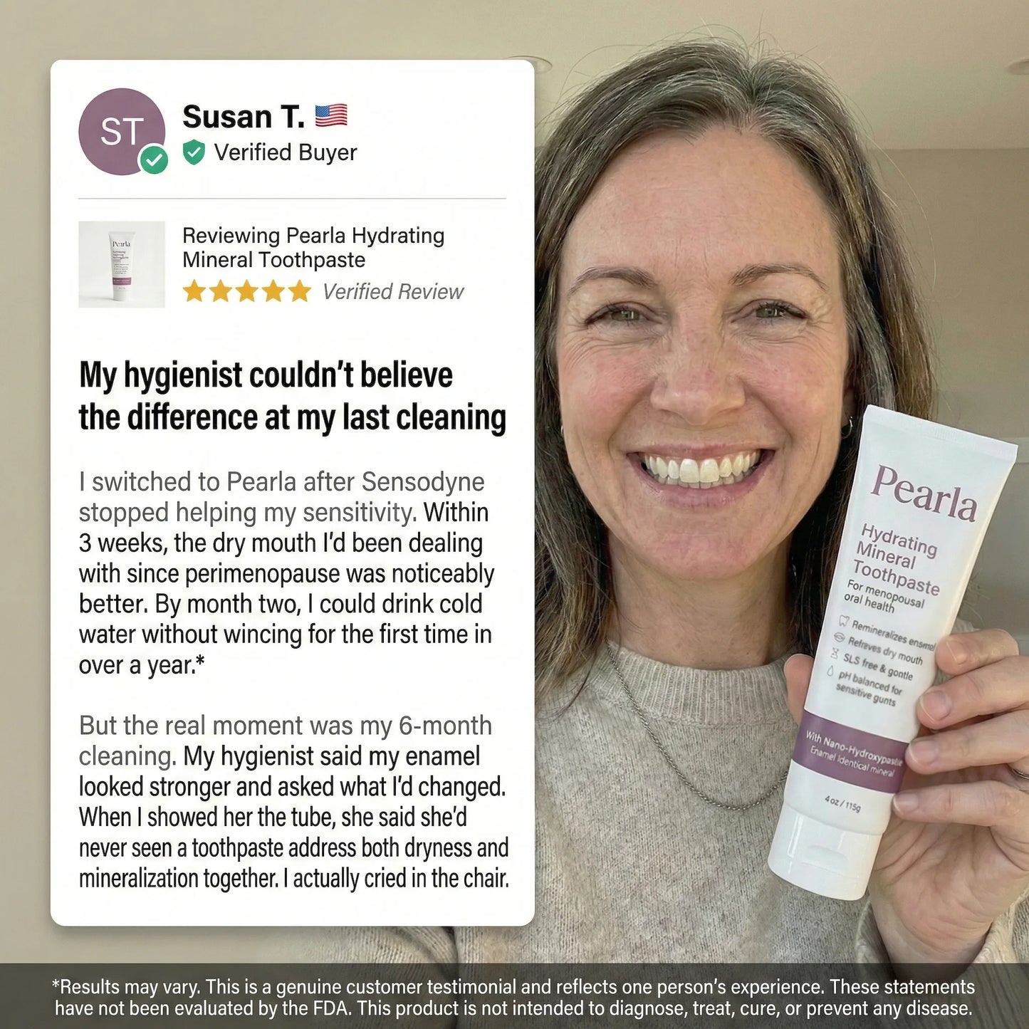 Pearla Hydrating Mineral Toothpaste — Restores Moisture and Rebuilds Enamel For the Mouth Menopause Left Behind